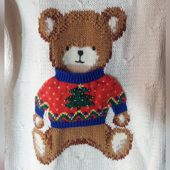 Marisa Christina Classics Vtg 1994 Holiday Teddy Bear Cotton Blend Knit Sweater - Picture 7 of 16